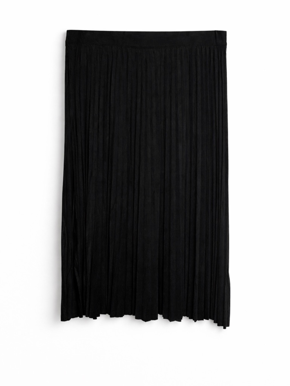 T Tahari Faux Suede Pleated Midi Skirt Black 1X